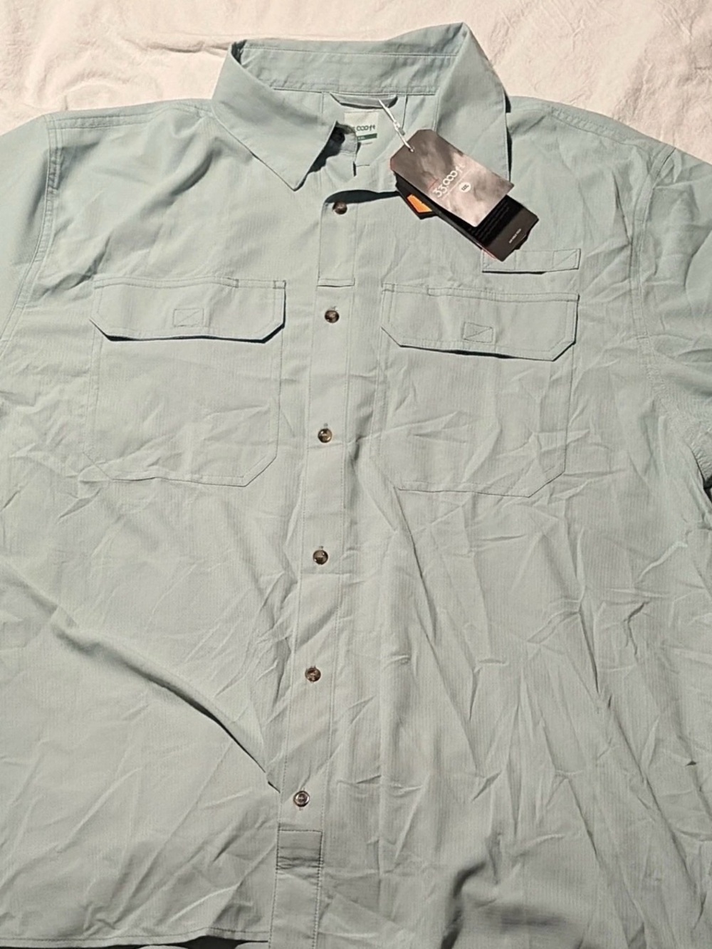 33,000ft Men’s XXXLLight Green Solid Short Sleeve Lightweight hiking/fishing